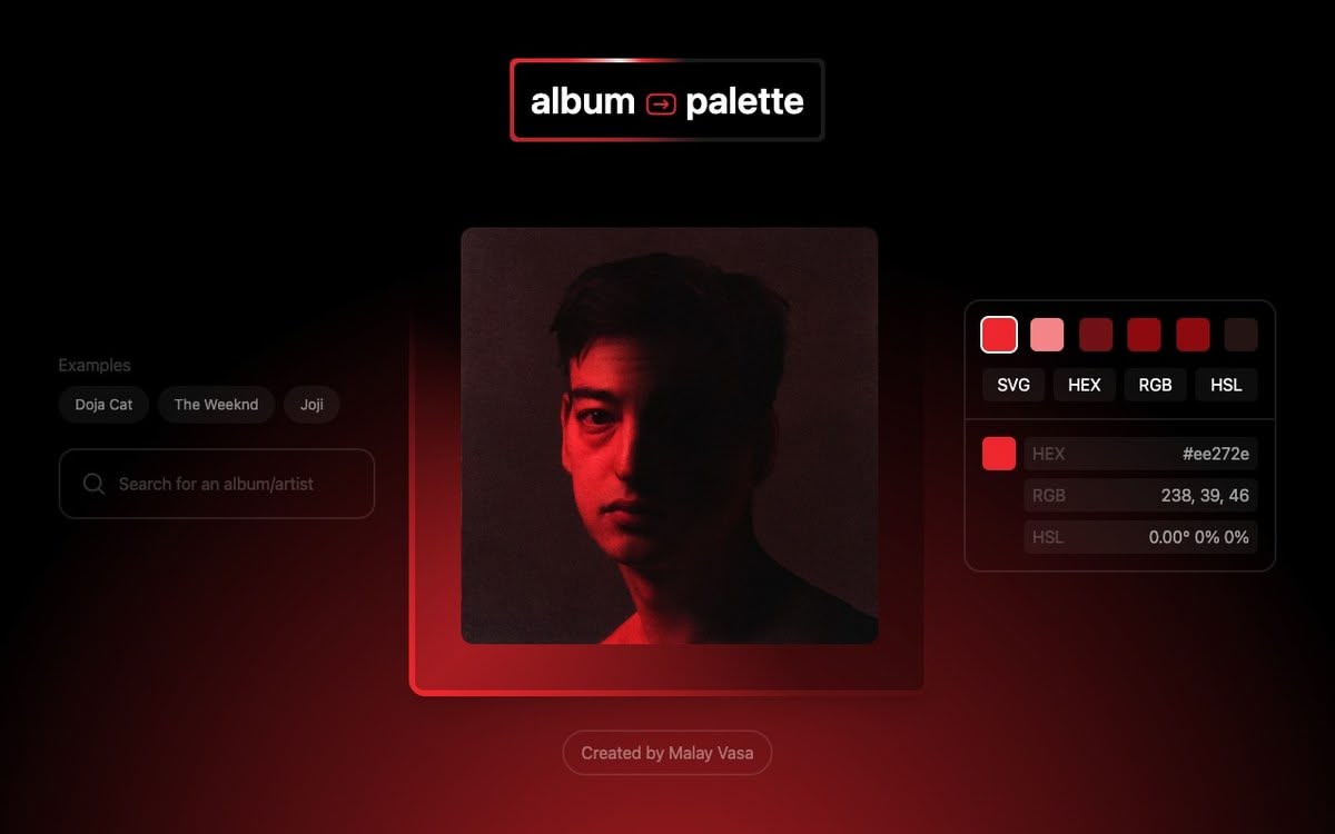 album → palette
