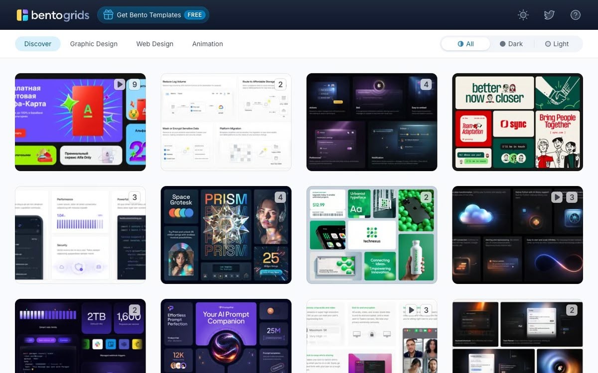 Screenshot of BentoGrids