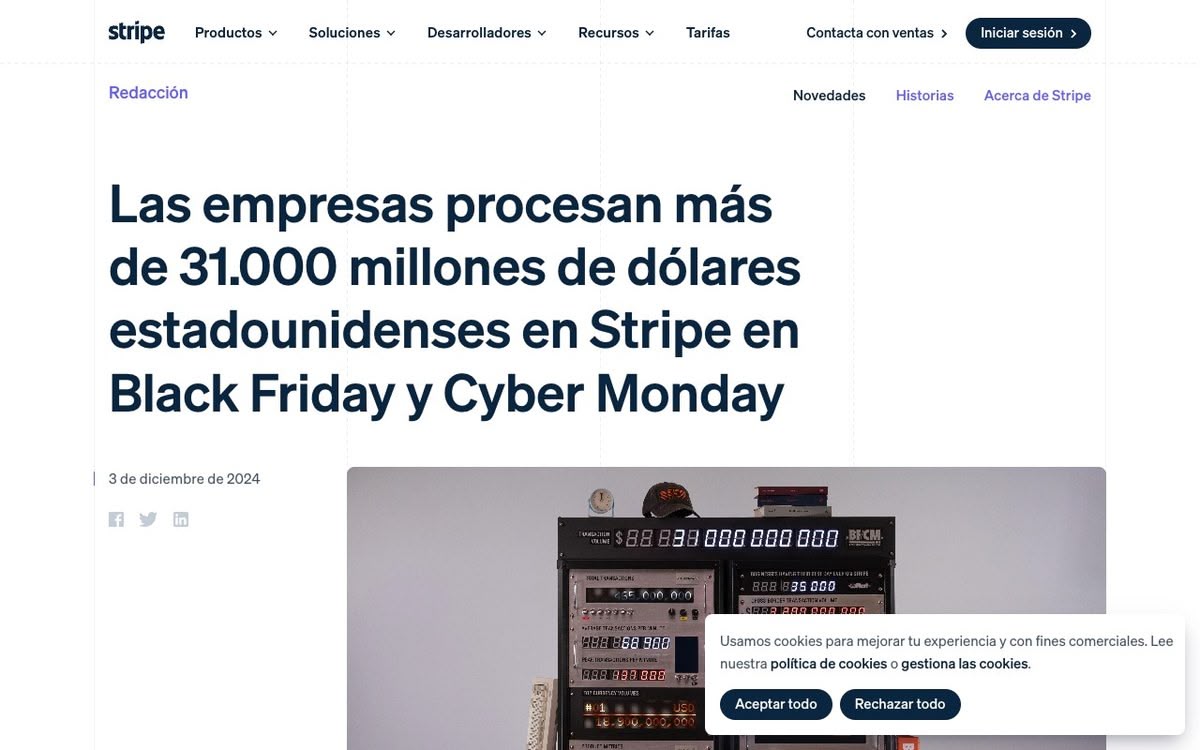 Screenshot of Stripe Black Friday and Cyber Monday 2024