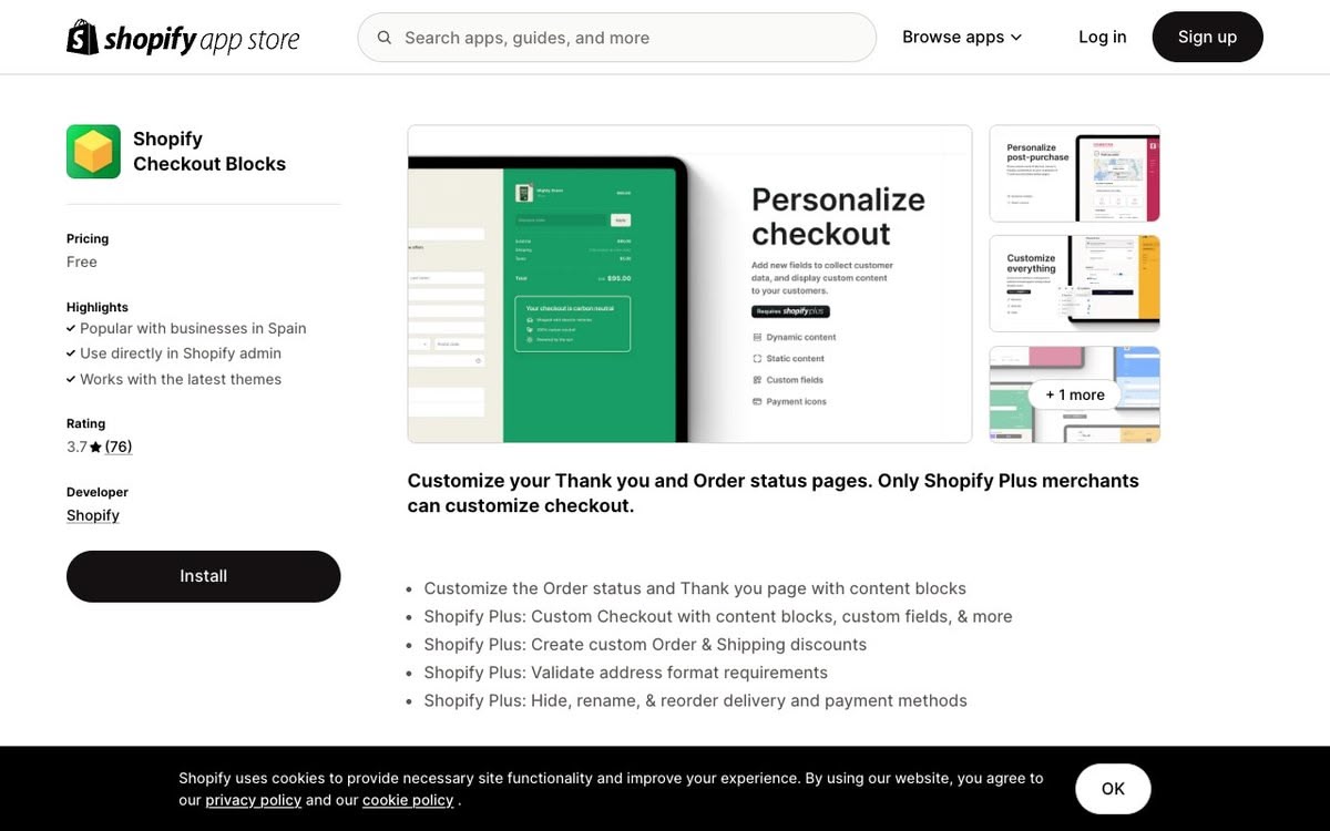 Screenshot of Shopify checkout