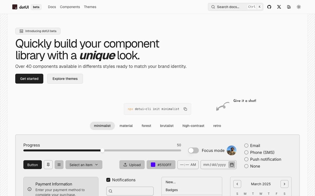 Screenshot of dotUI