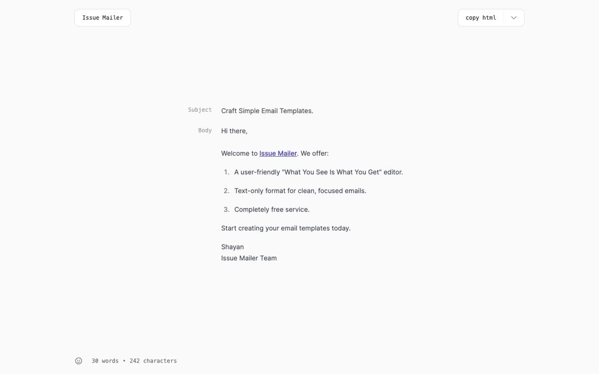 Screenshot of Issue Mailer