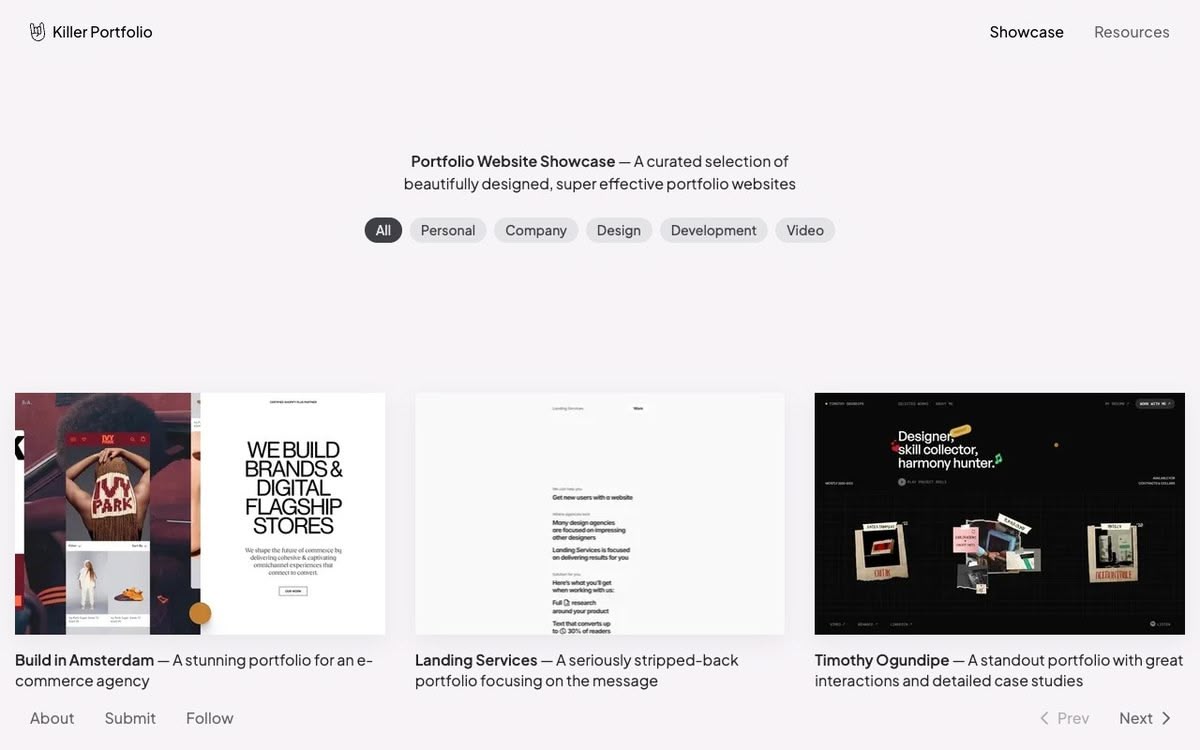 Screenshot of Killer Portfolio