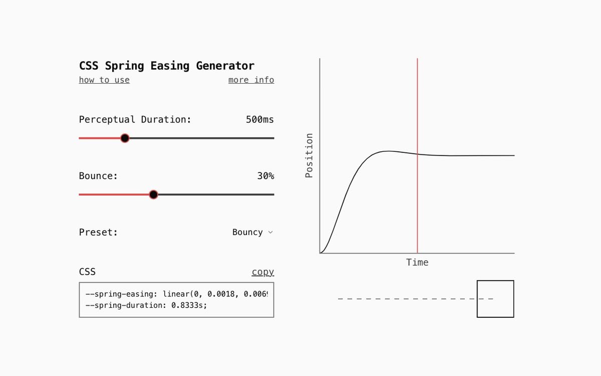 Screenshot of CSS Spring Easing Generator