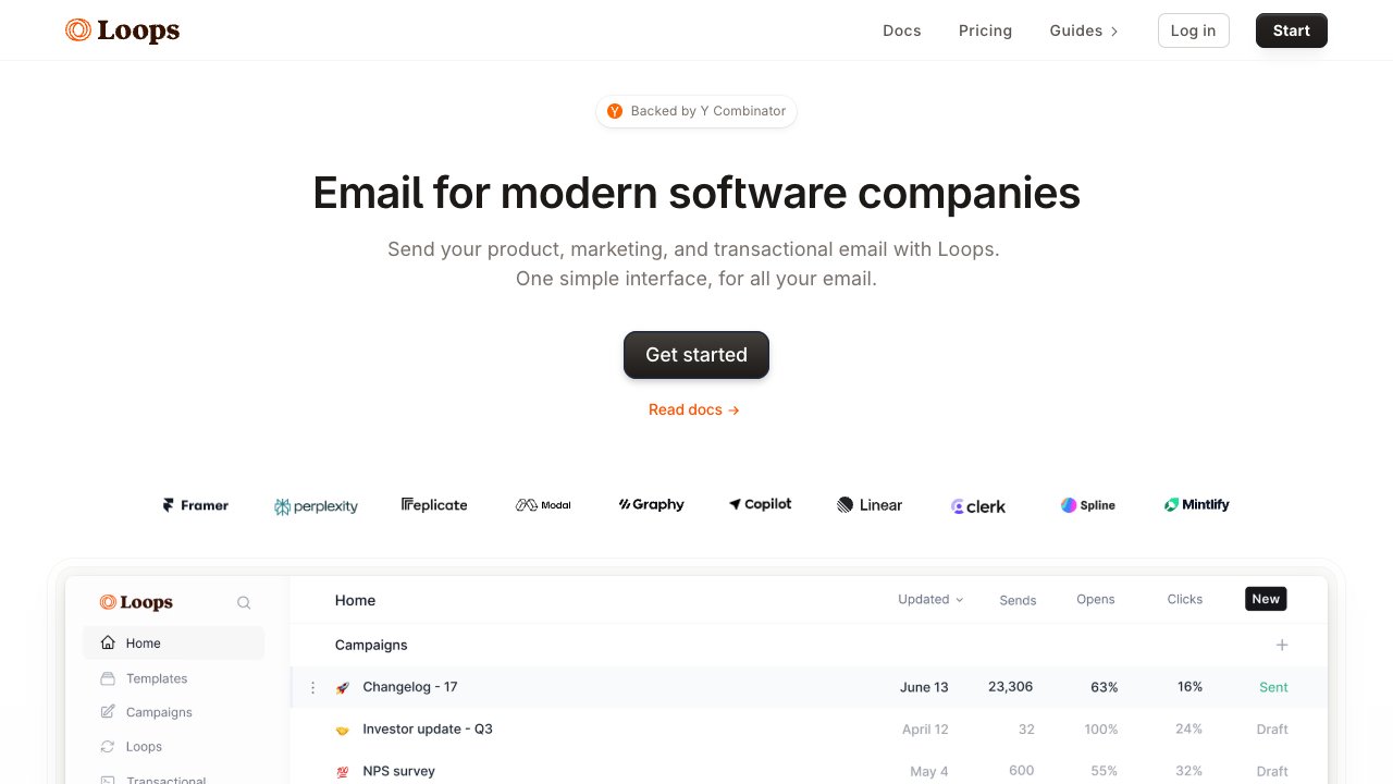 Screenshot of Loops - The email platform built for SaaS
