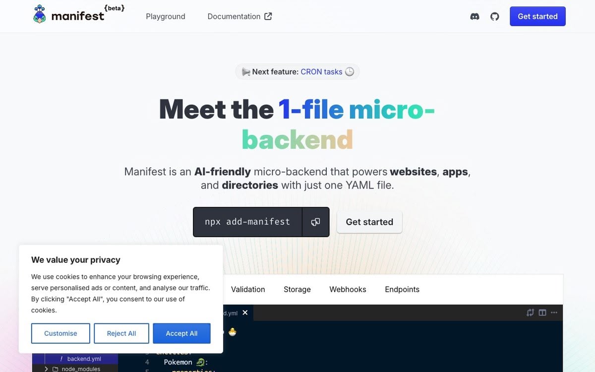 Screenshot of Manifest