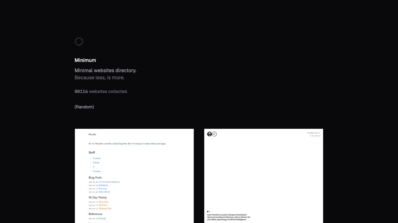 Minimum: Minimal Websites Directory