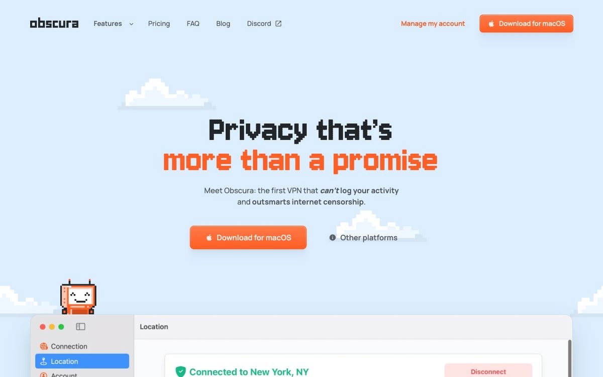 Screenshot of Obscura VPN