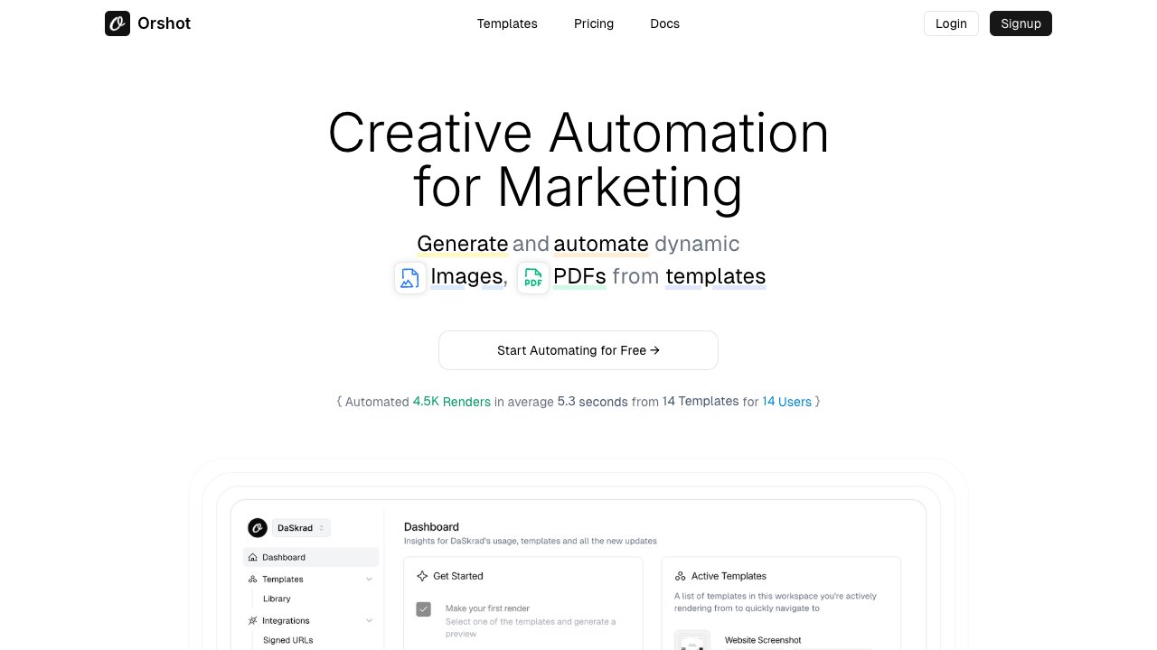Screenshot of Orshot – Creative Automation for Marketing