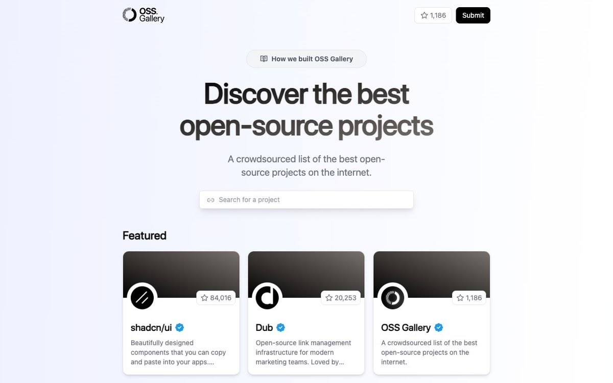 Screenshot of OSS Gallery