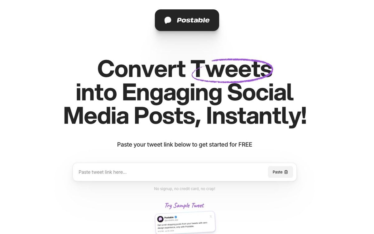Screenshot of Postable