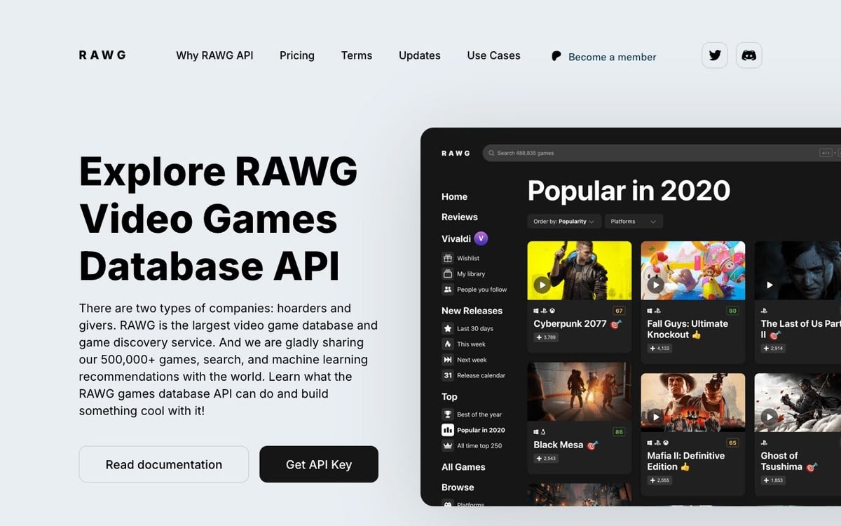 Screenshot of Rawg