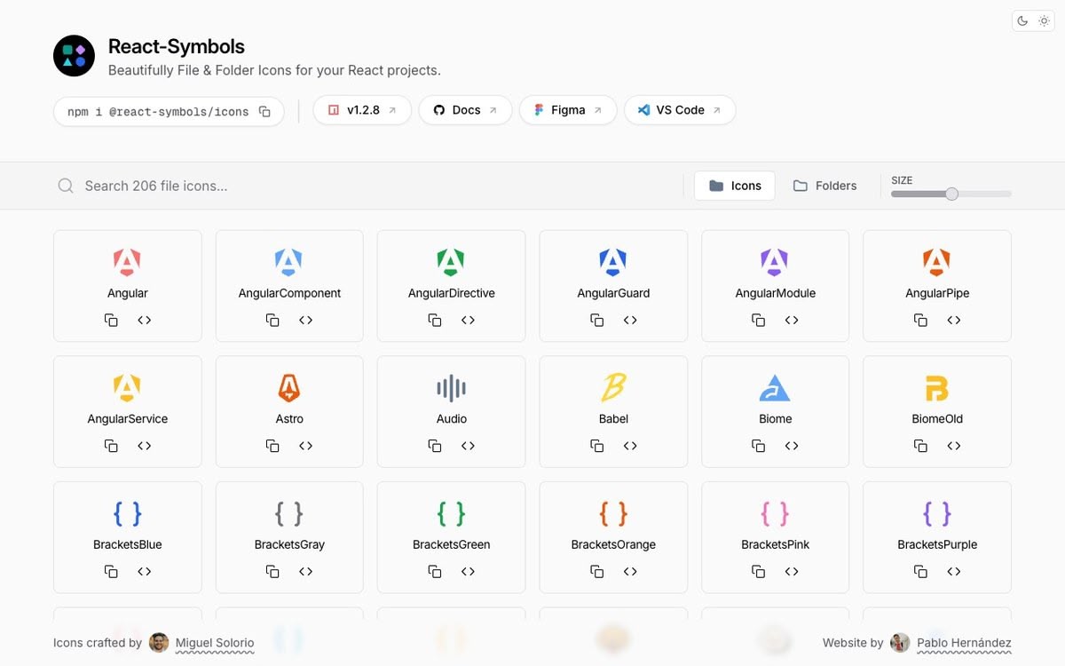 Screenshot of React-Symbols