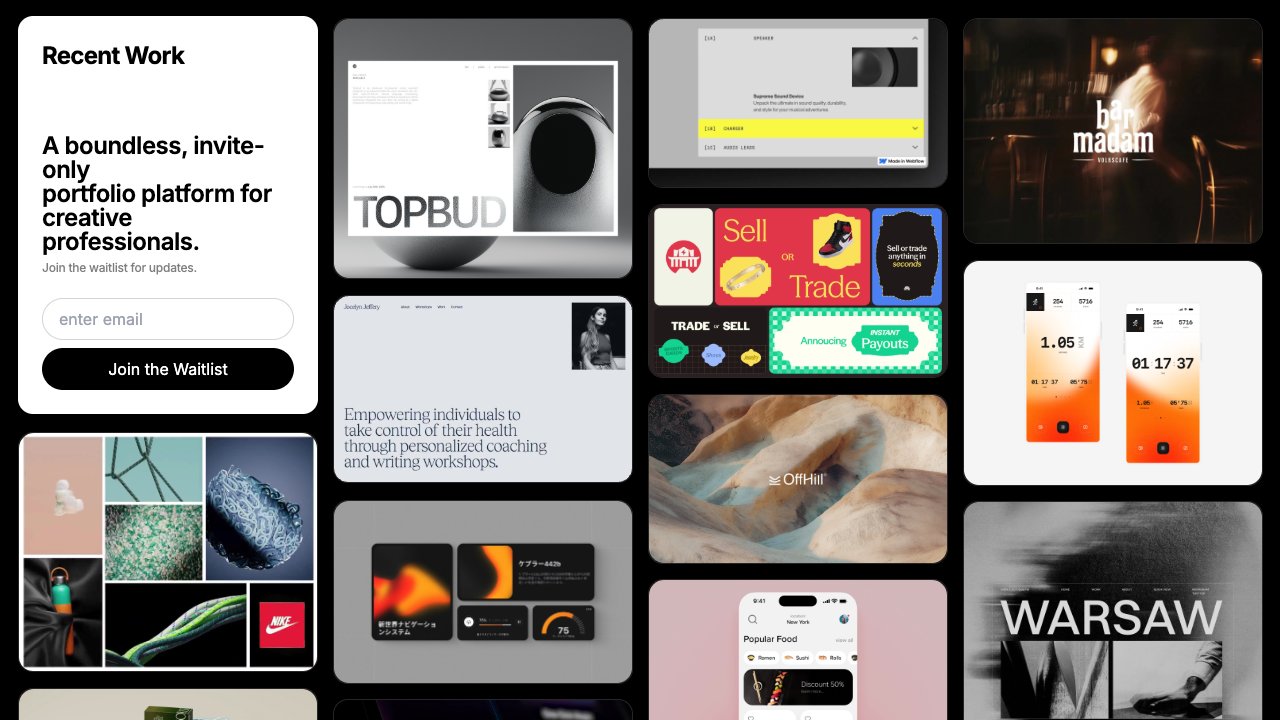 Screenshot of Recent Work