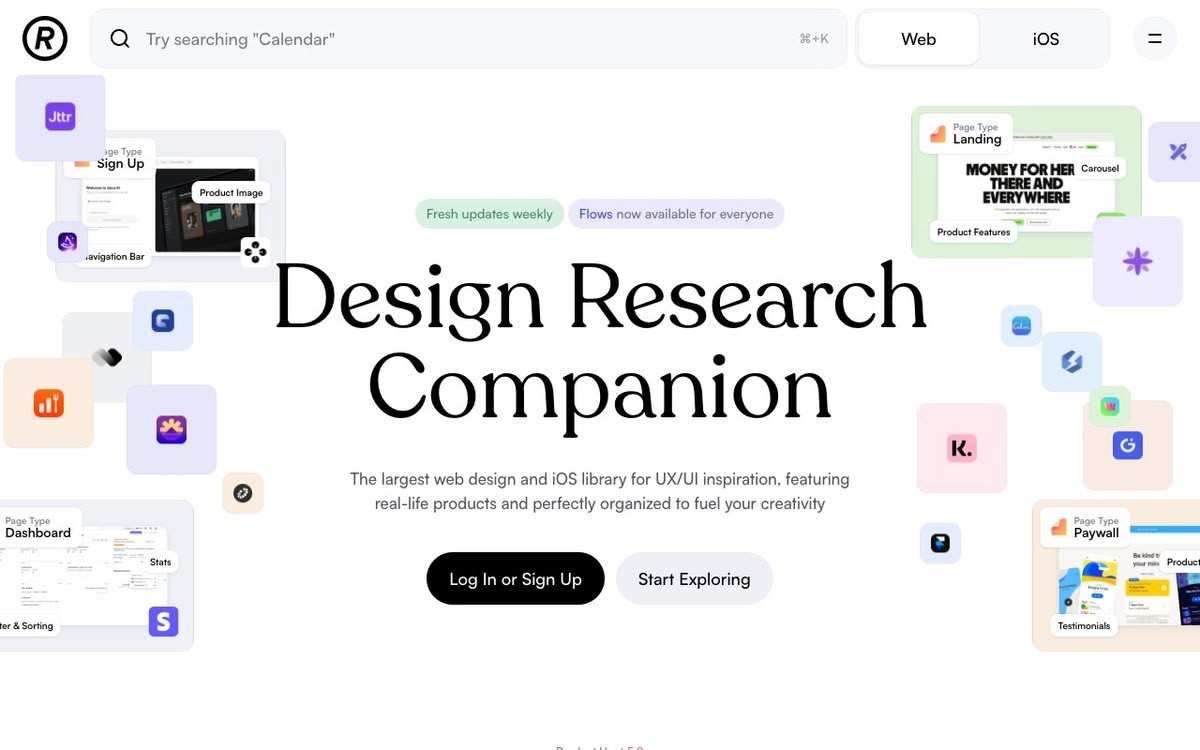 Screenshot of Refero