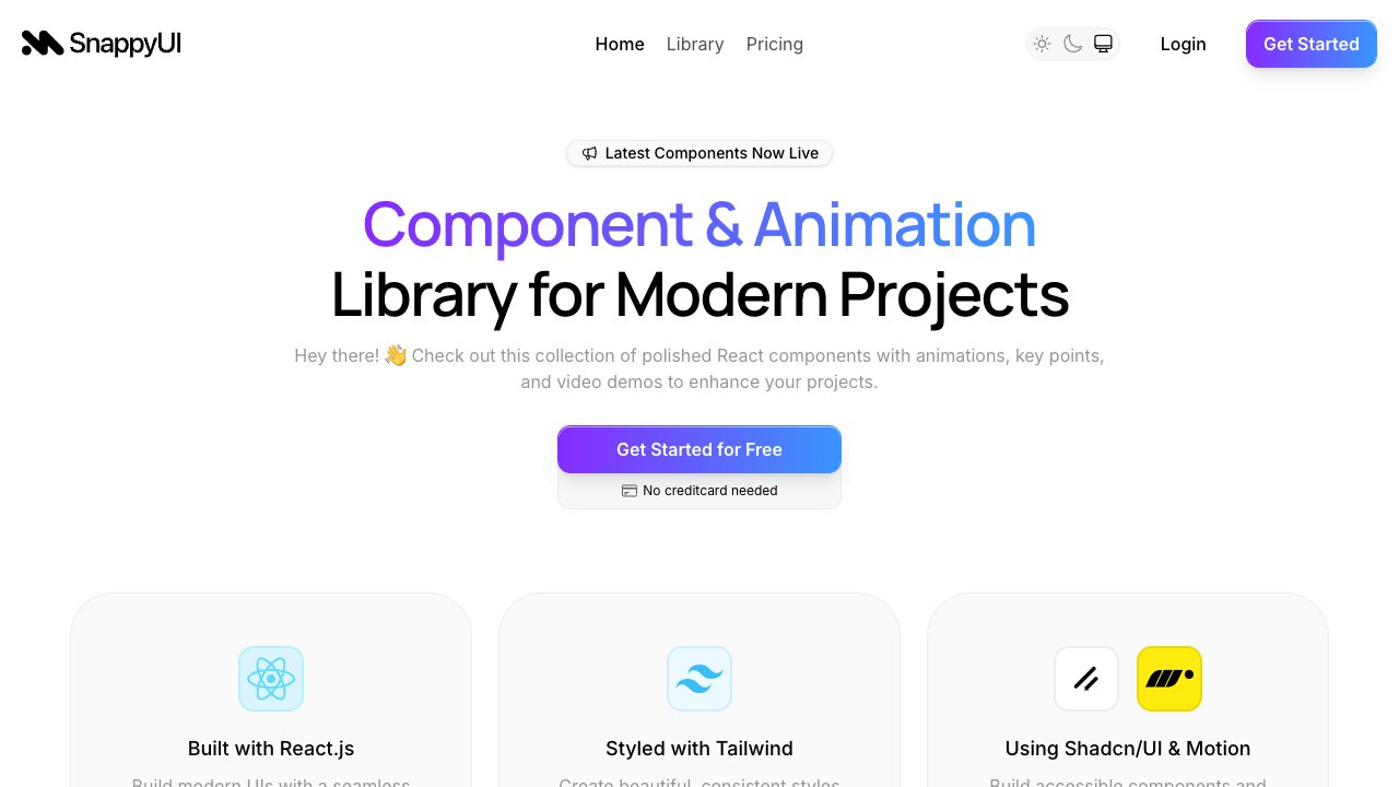 Screenshot of Snappy UI