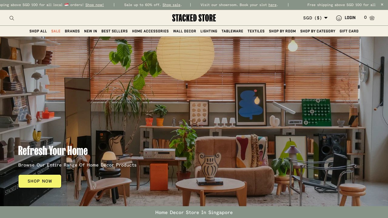 Screenshot of Shop Online For Trendy Home Decor Items | The Stacked Store