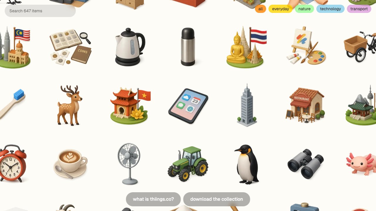 Screenshot of The Thiings Collection