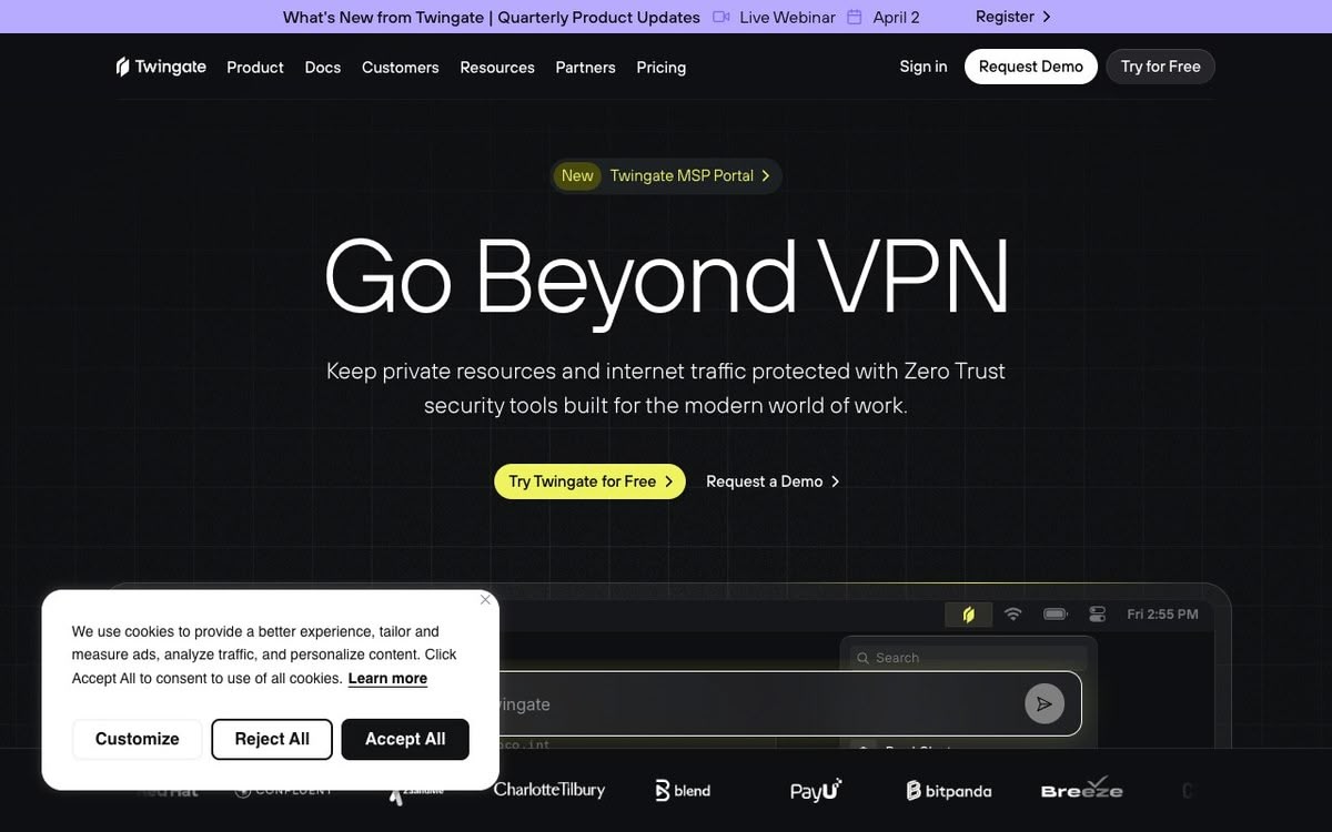 Screenshot of Twingate