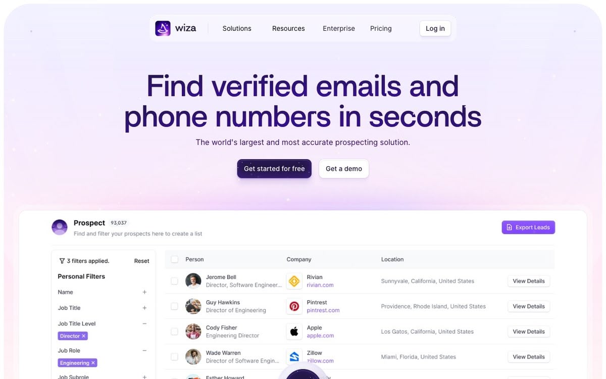 Screenshot of Wiza